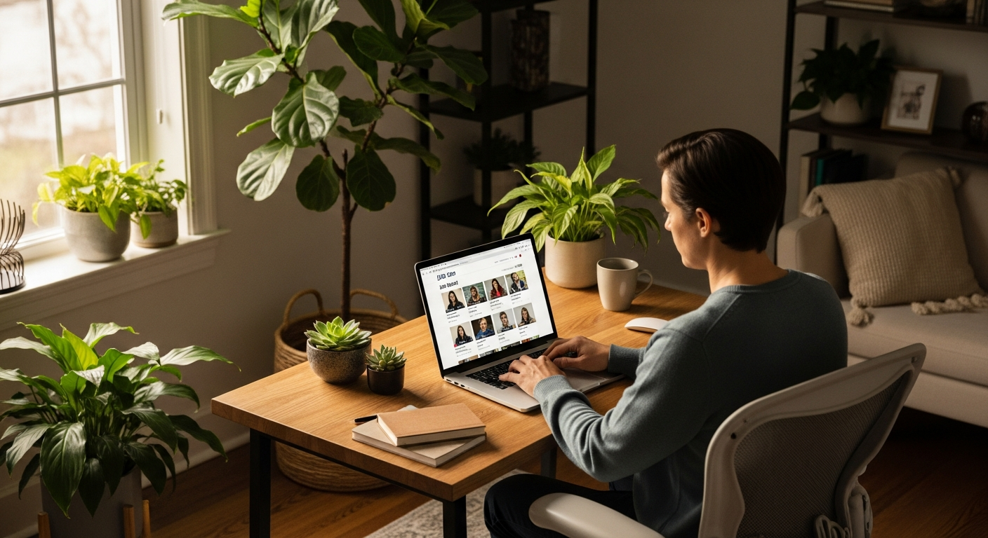 Software engineer working remotely from a bright home office