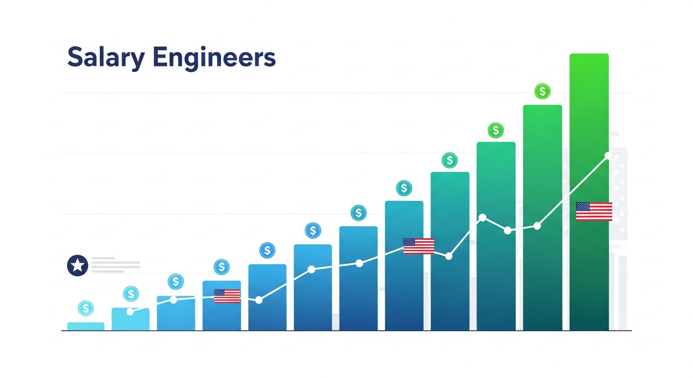 Chart showing software engineer salary growth across experience levels in the US
